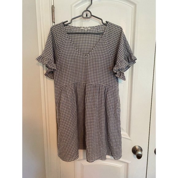 Madewell Dresses & Skirts - Madewell Ruffle Sleeve Babydoll Dress in blue and white stripe size small